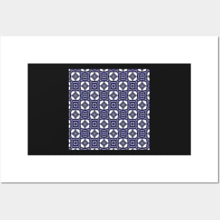 Black, Blue and White Pattern Posters and Art